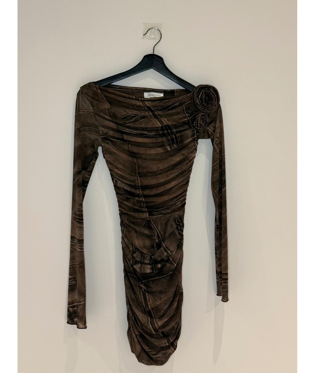 BLUMARINE Коричневое вискозное коктейльное платье, фото 6
