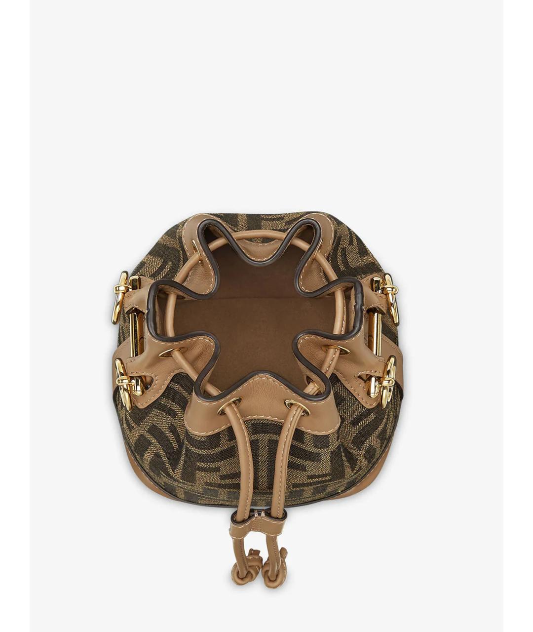 FENDI Коричневая жаккардовая сумка тоут, фото 4