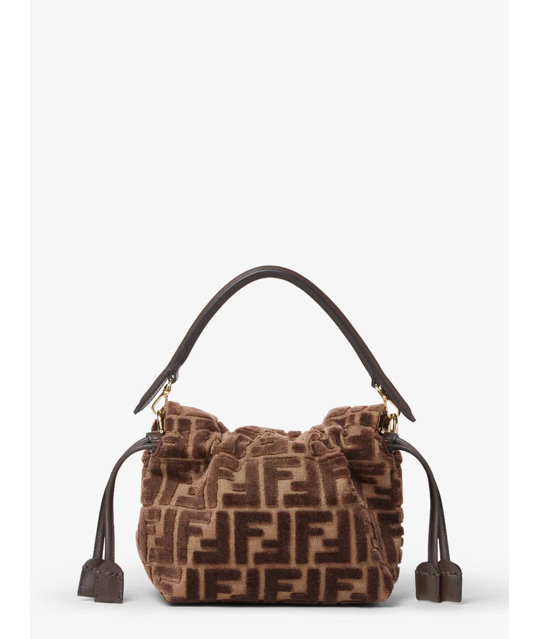 FENDI Коричневая жаккардовая сумка через плечо, фото 4
