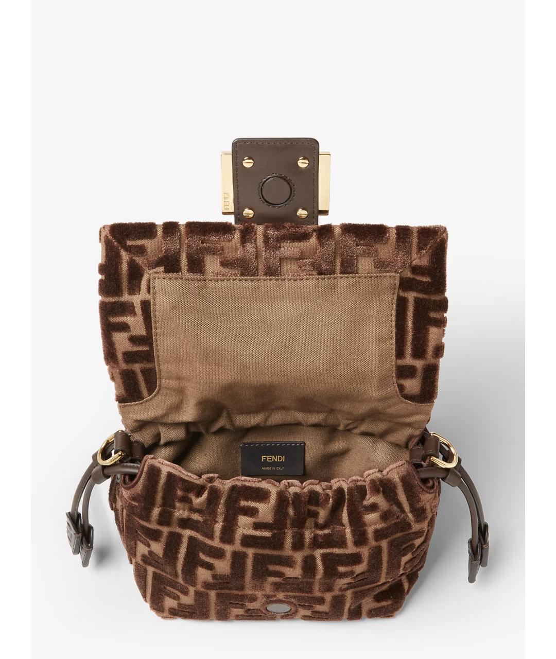FENDI Коричневая жаккардовая сумка через плечо, фото 5