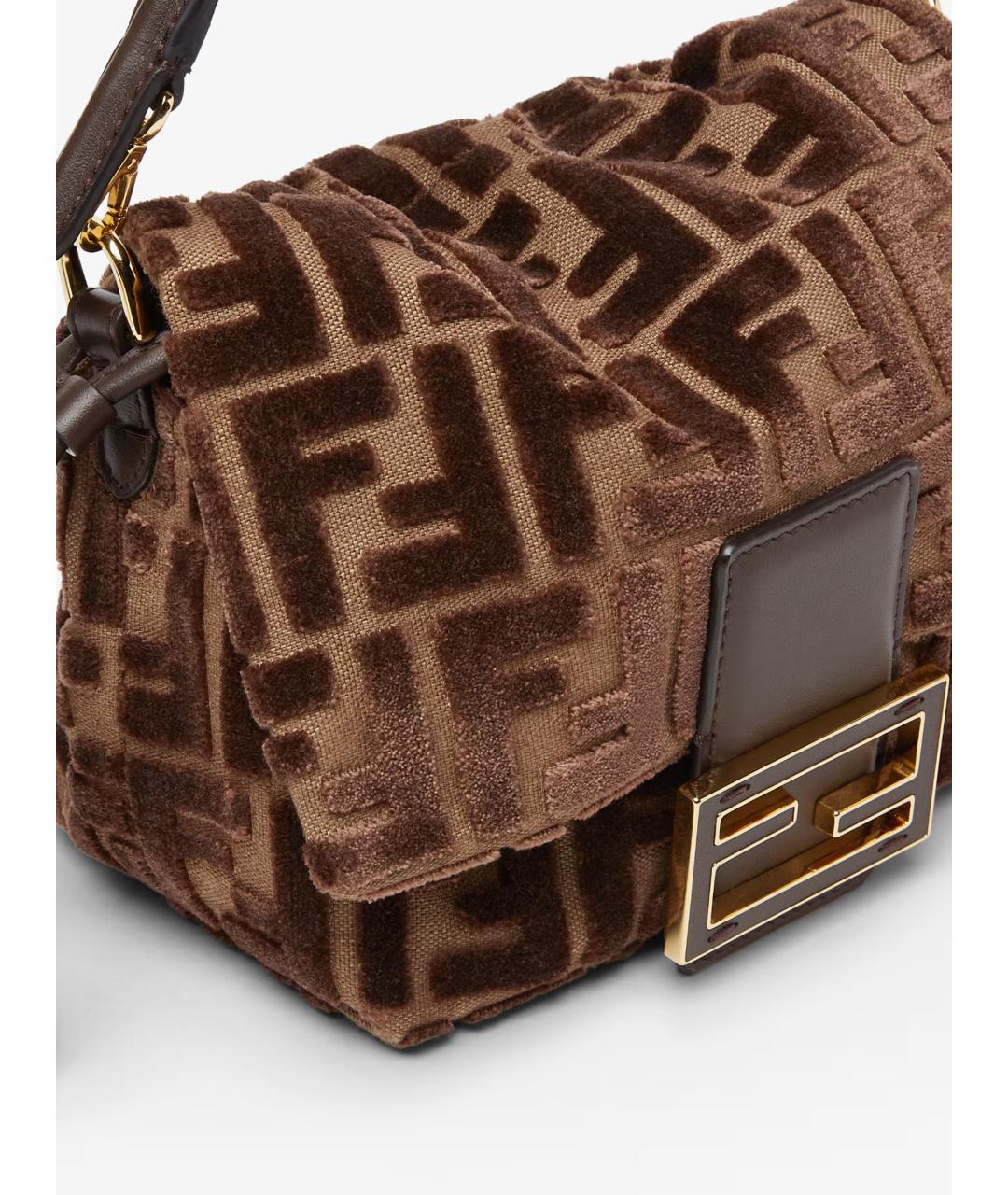 FENDI Коричневая жаккардовая сумка через плечо, фото 6