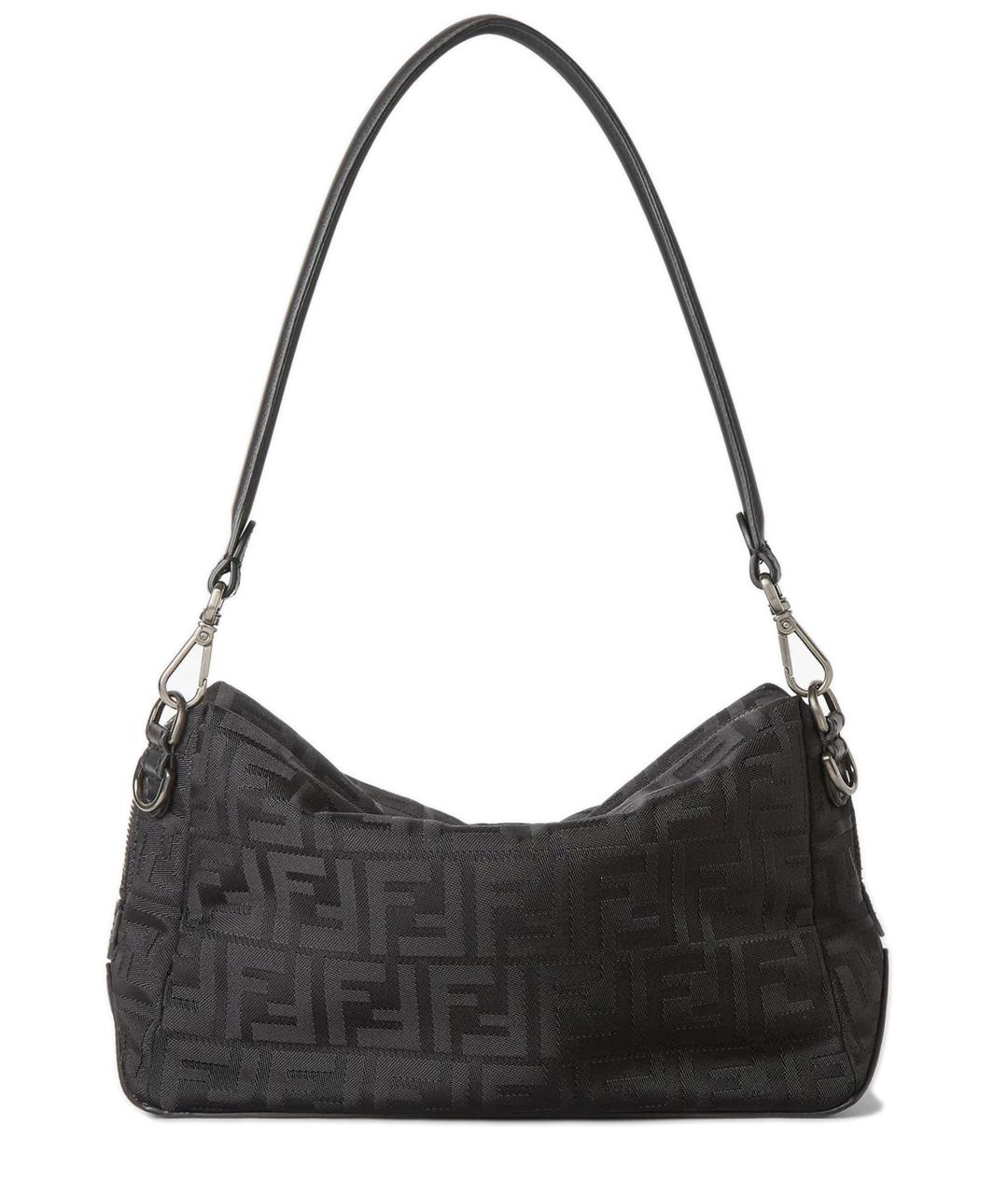 FENDI Черная жаккардовая сумка на плечо, фото 5