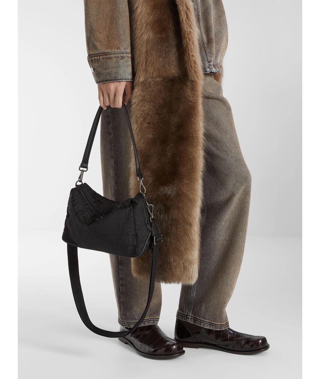 FENDI Черная жаккардовая сумка на плечо, фото 3