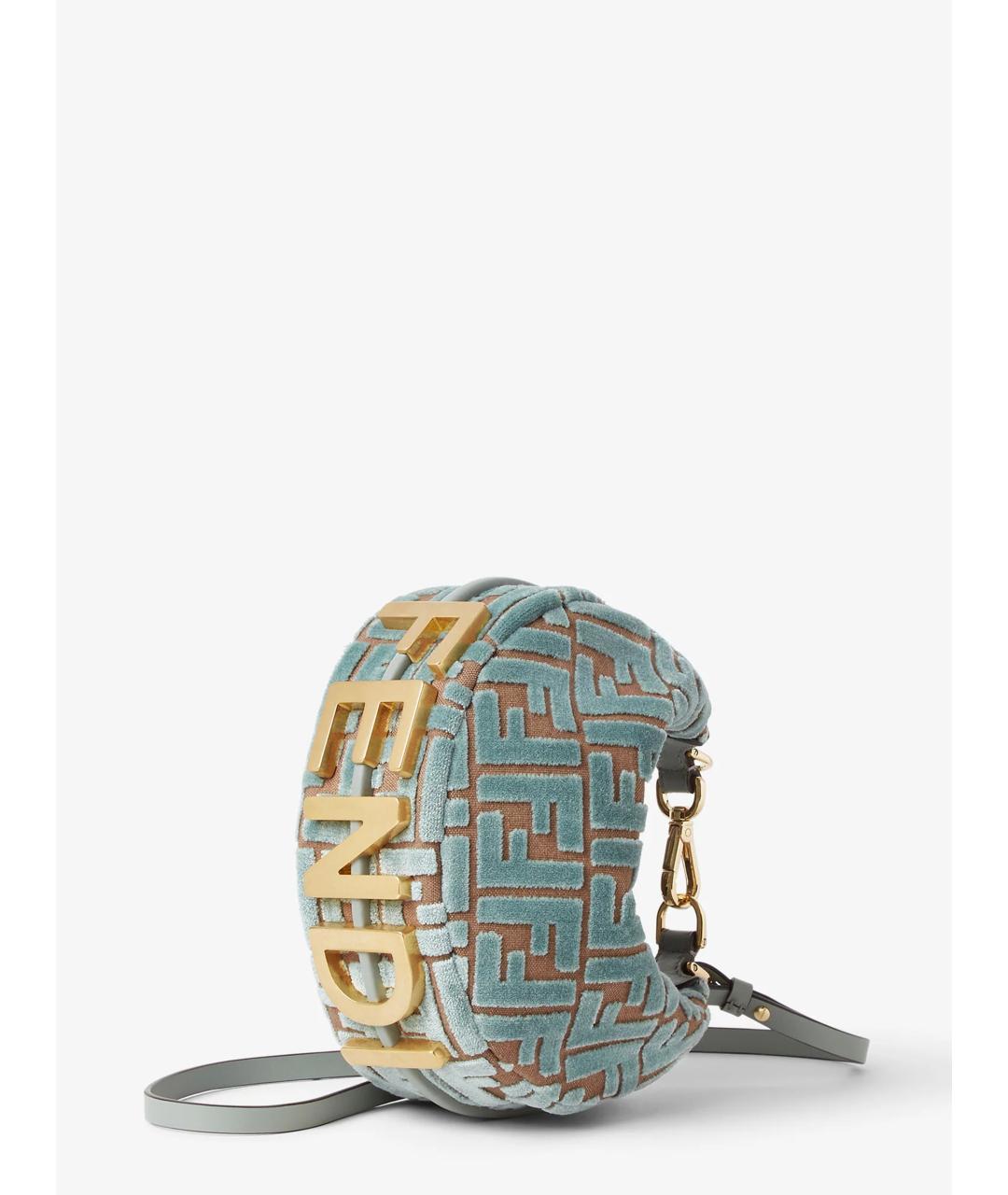 FENDI Бирюзовая жаккардовая сумка через плечо, фото 3