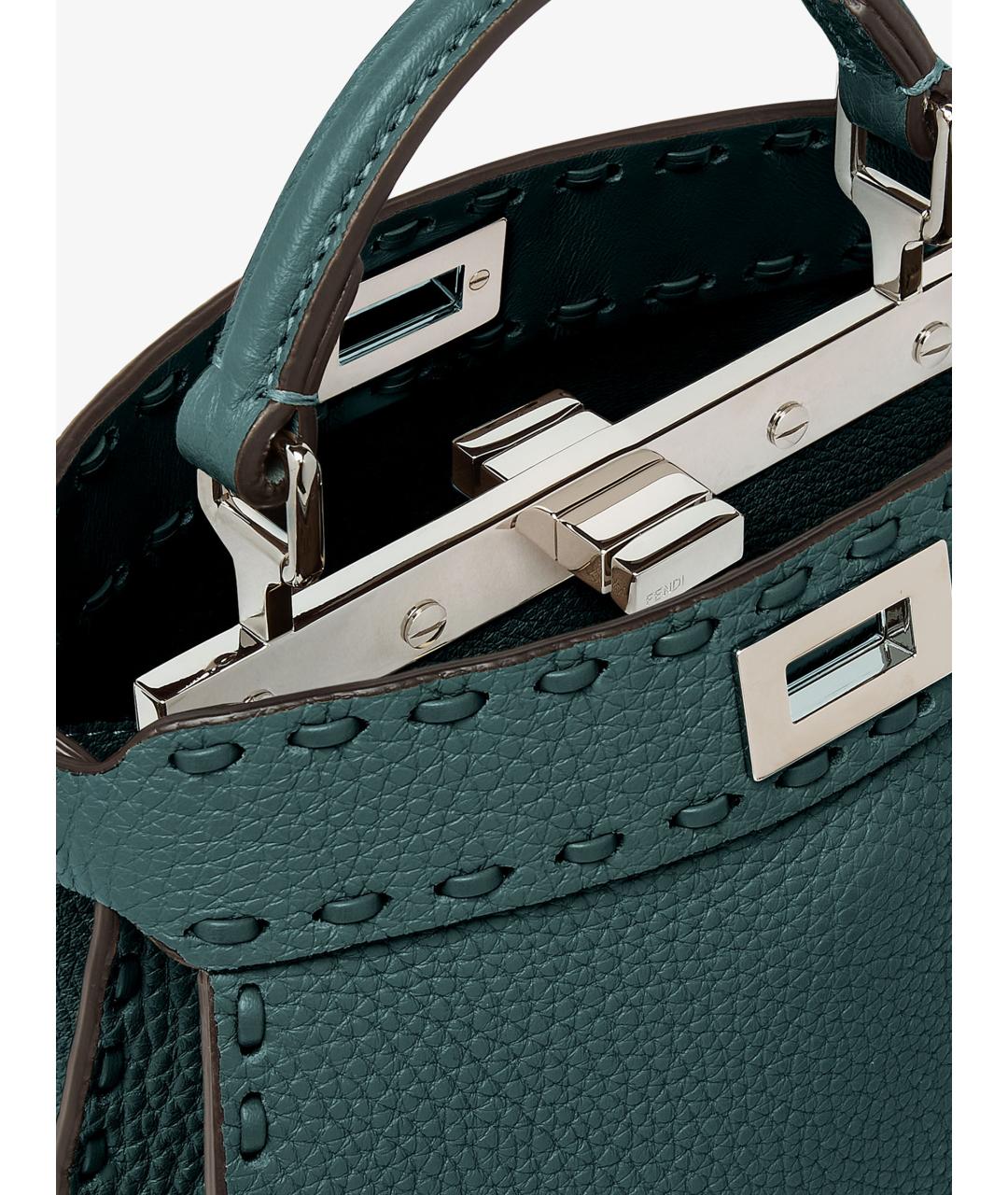 FENDI Зеленая кожаная сумка тоут, фото 4
