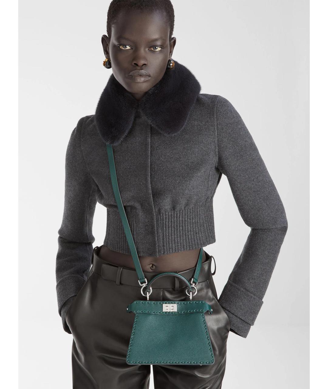 FENDI Зеленая кожаная сумка тоут, фото 2
