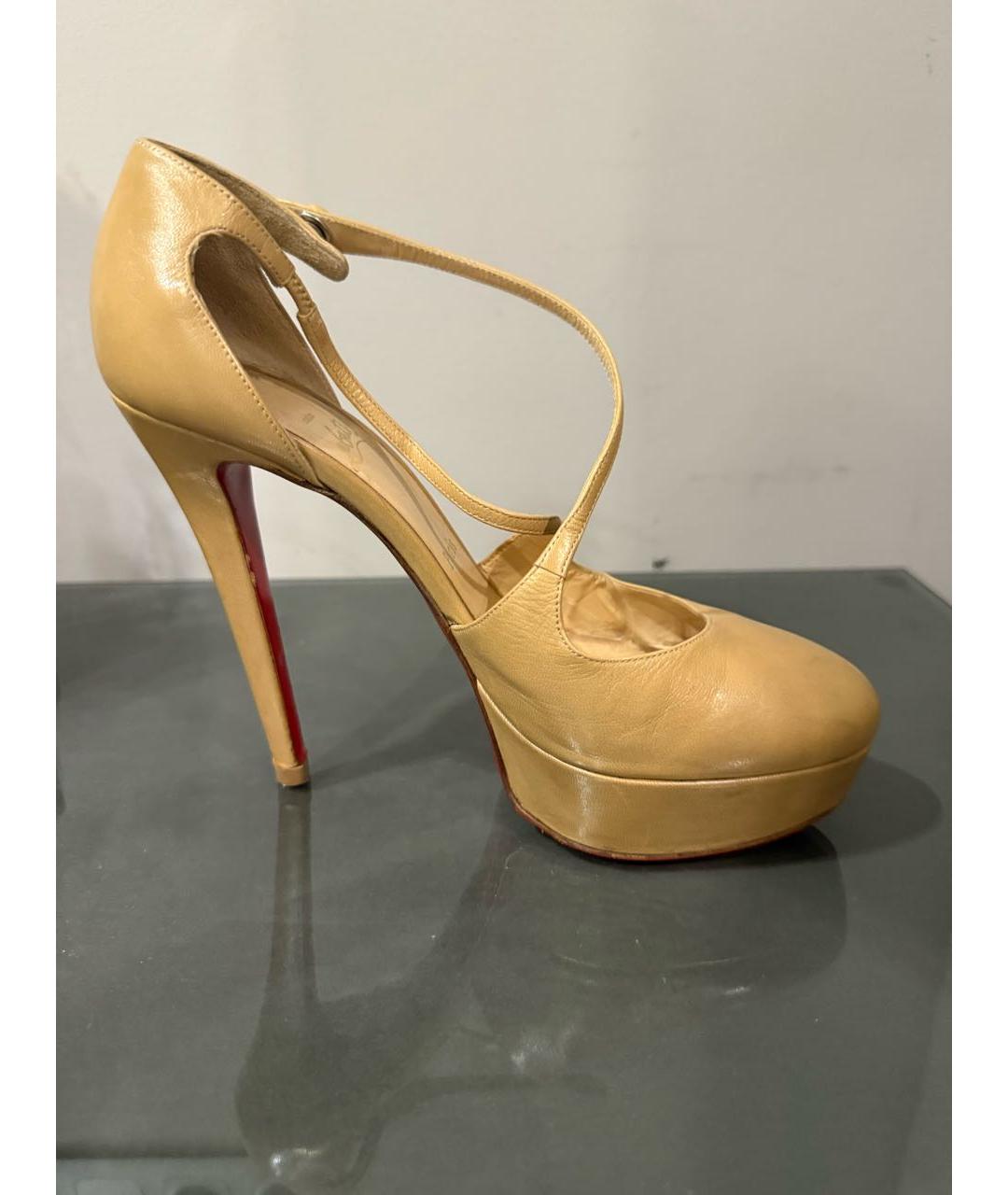 CHRISTIAN LOUBOUTIN Бежевые кожаные туфли, фото 5
