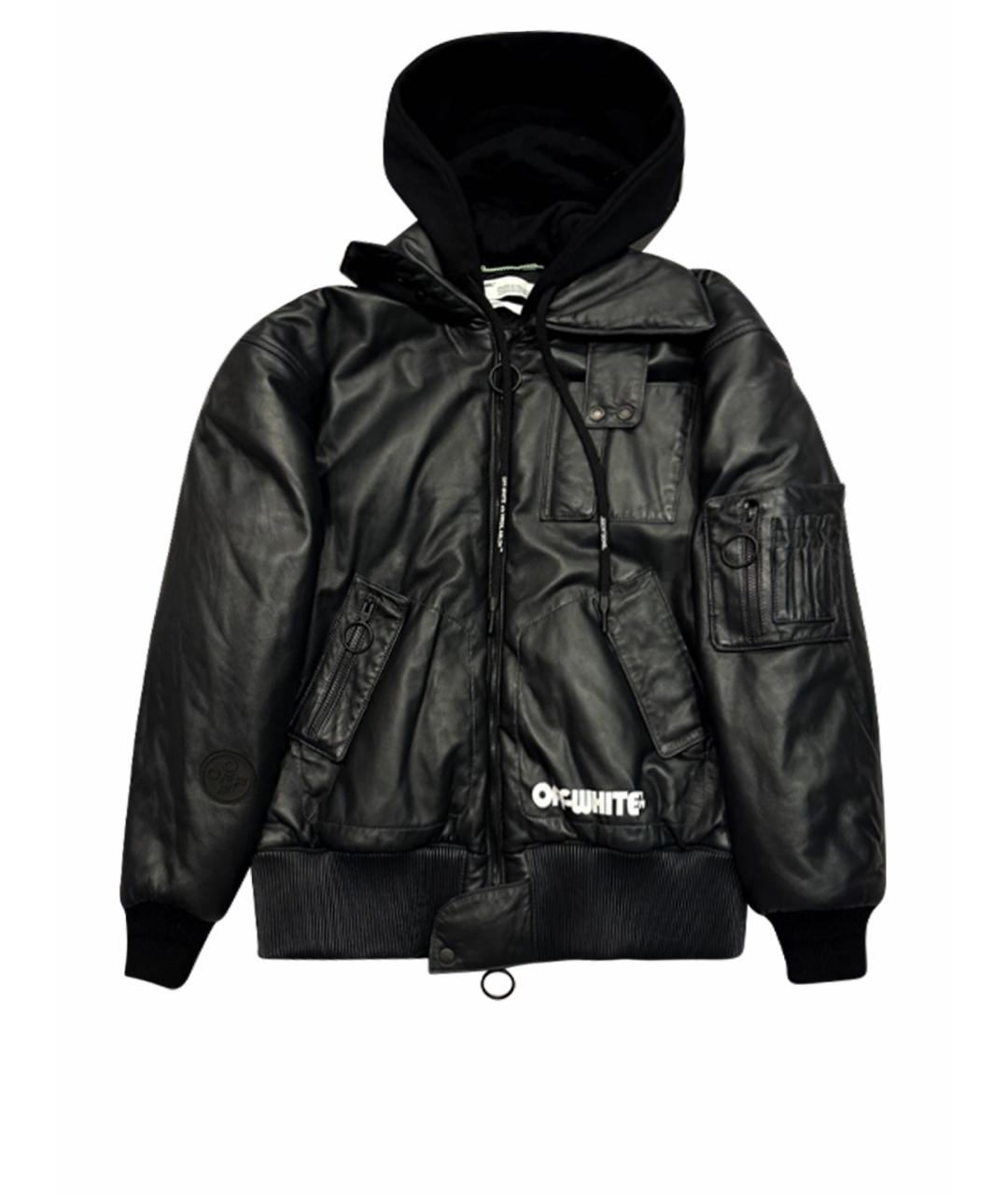 OFF-WHITE Черная кожаная куртка, фото 1