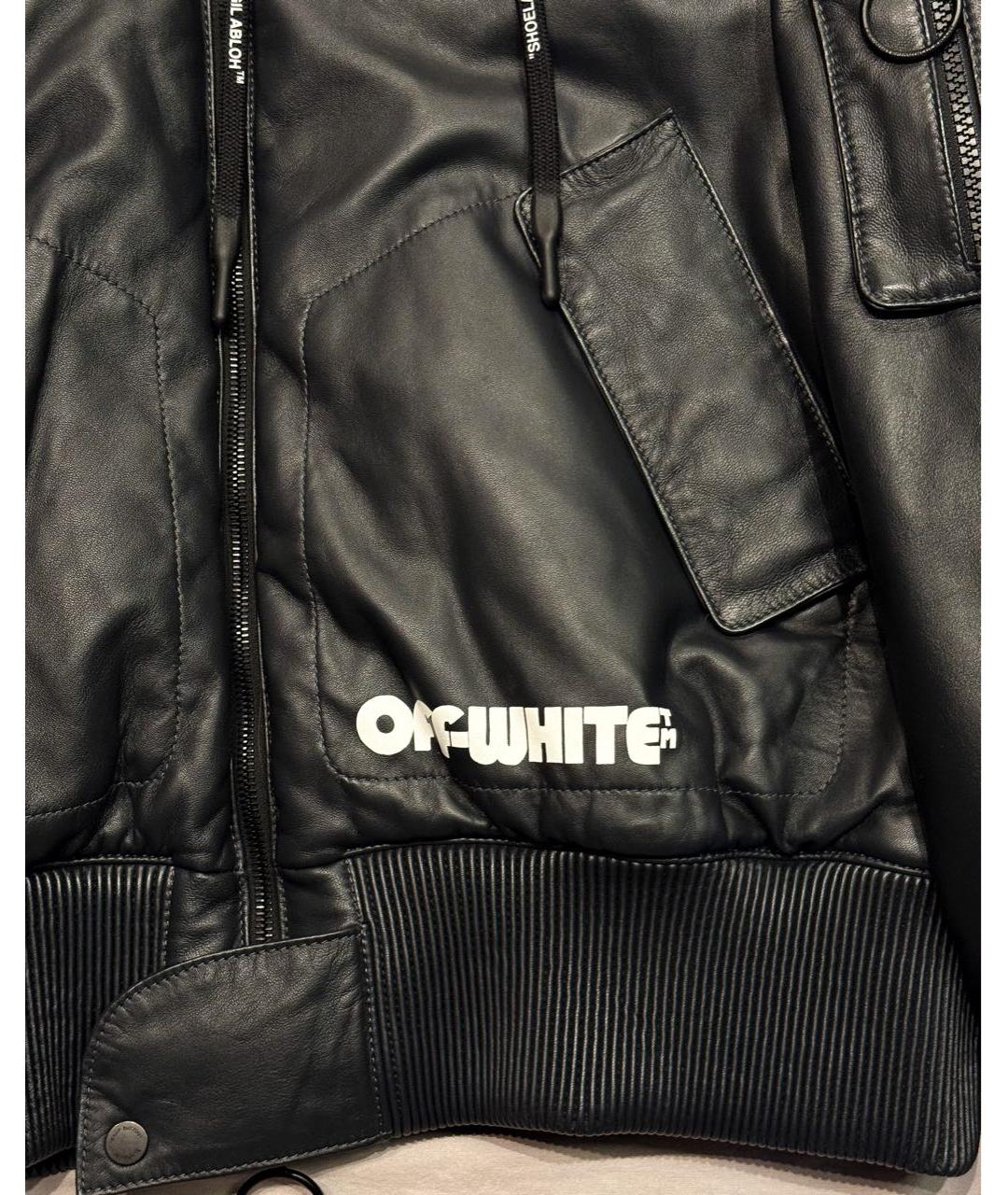 OFF-WHITE Черная кожаная куртка, фото 2