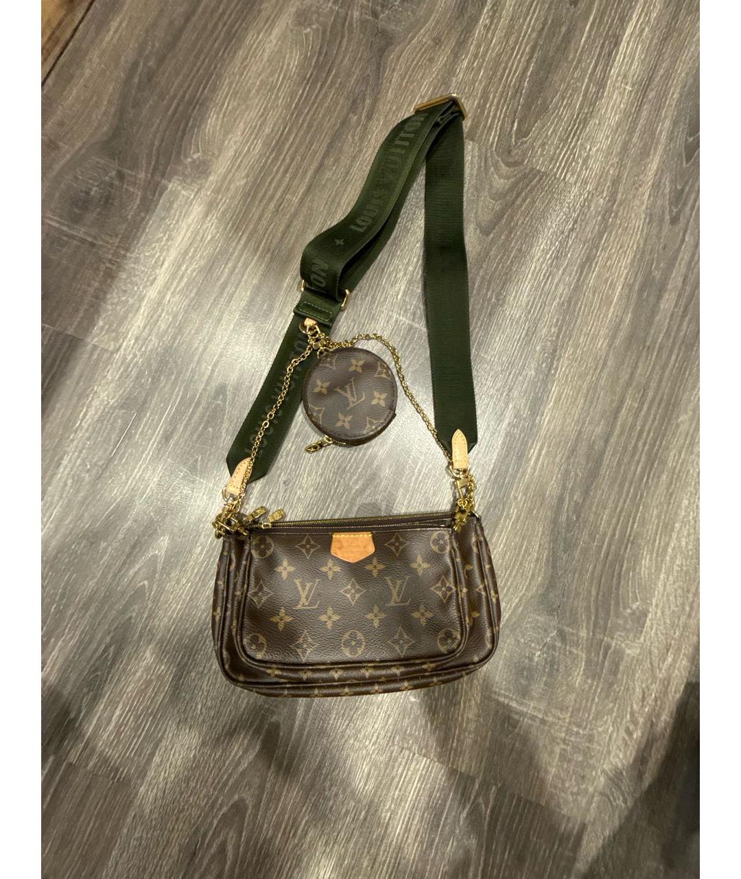 LOUIS VUITTON Коричневая кожаная сумка через плечо, фото 9