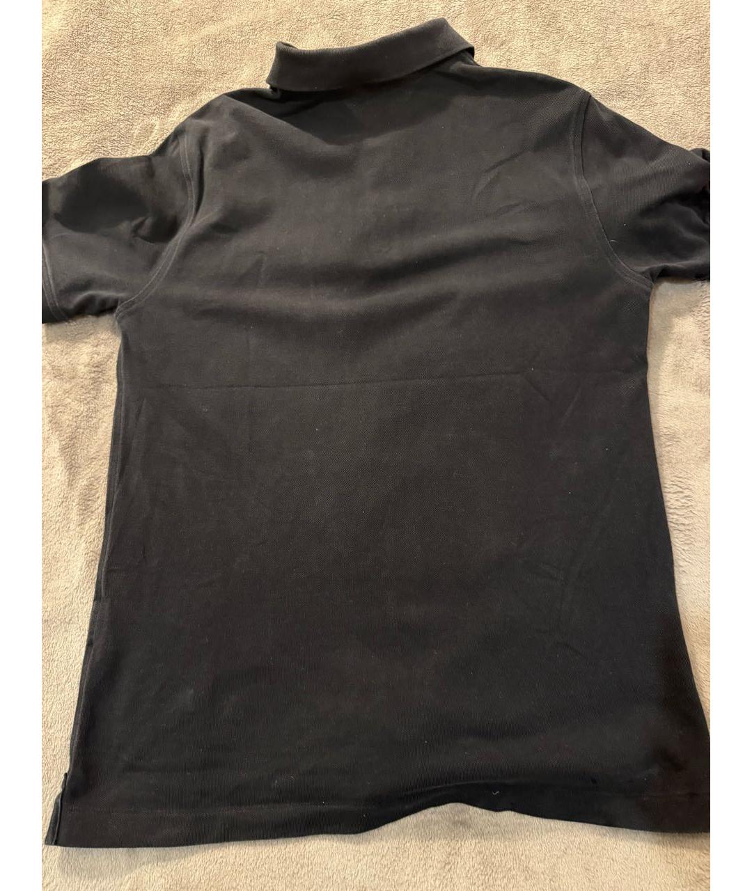 BURBERRY Черное хлопковое поло с коротким рукавом, фото 2
