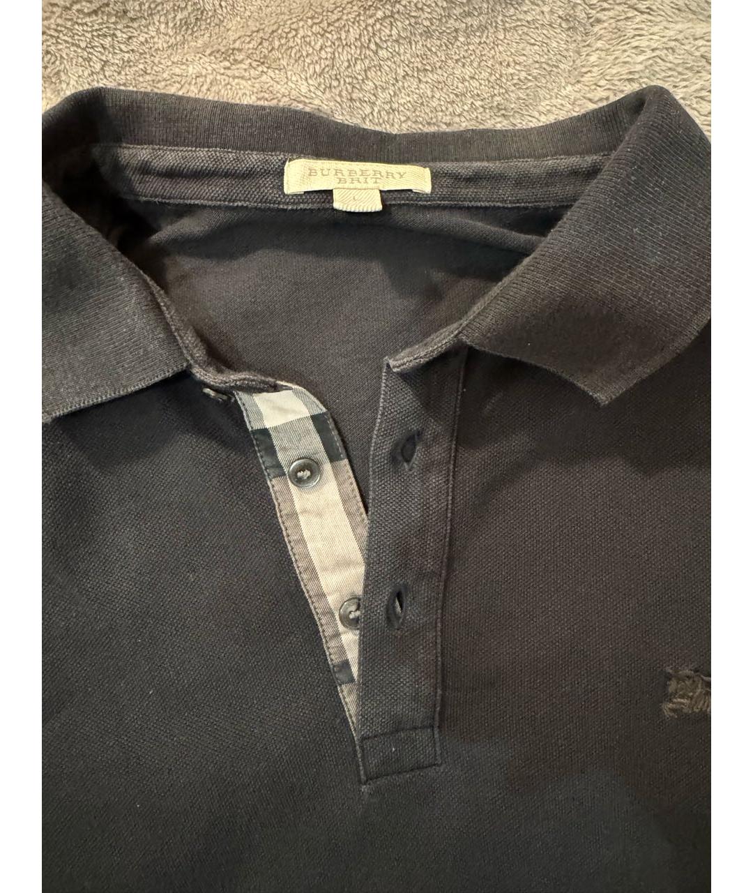 BURBERRY Черное хлопковое поло с коротким рукавом, фото 3