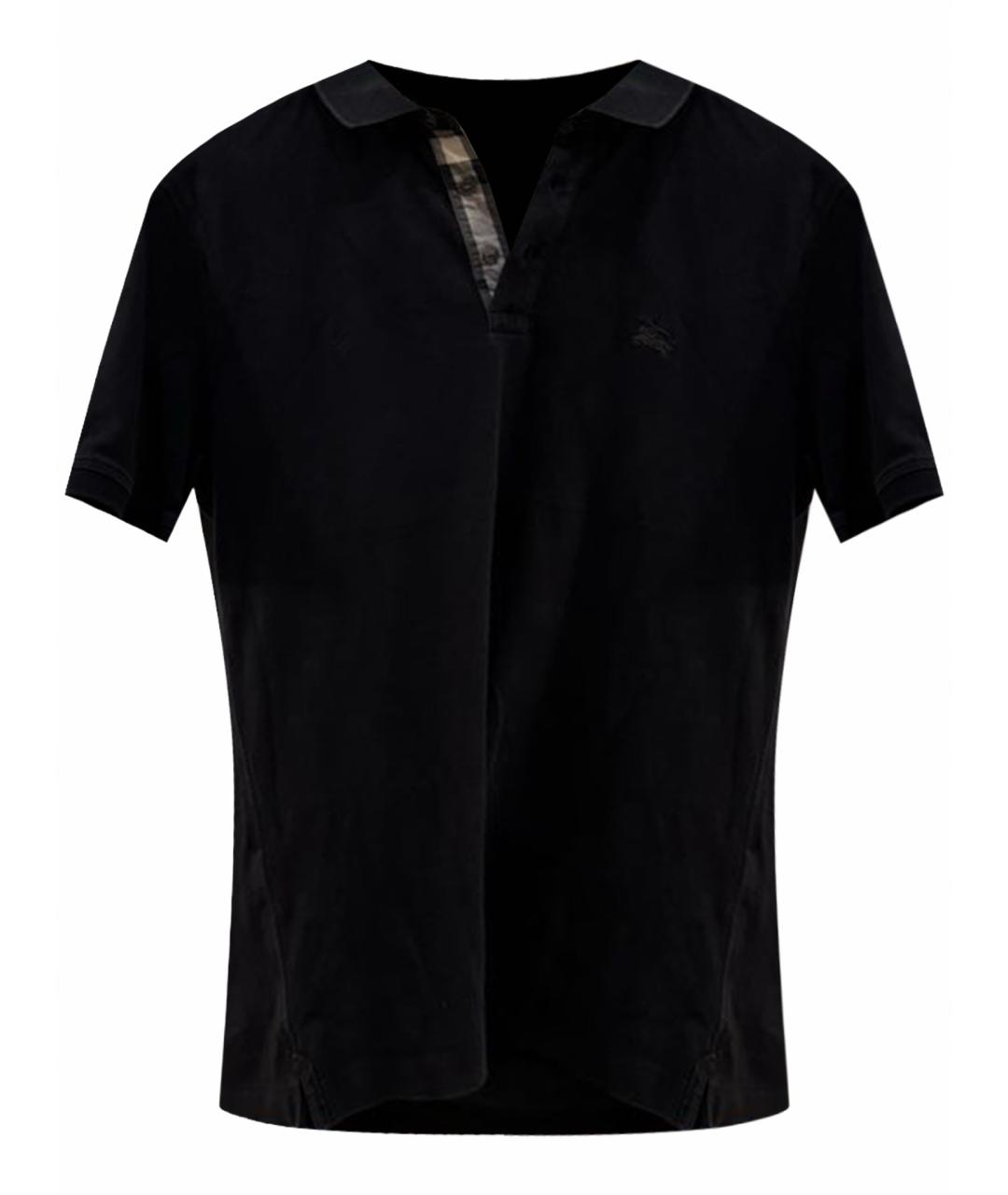 BURBERRY Черное хлопковое поло с коротким рукавом, фото 1