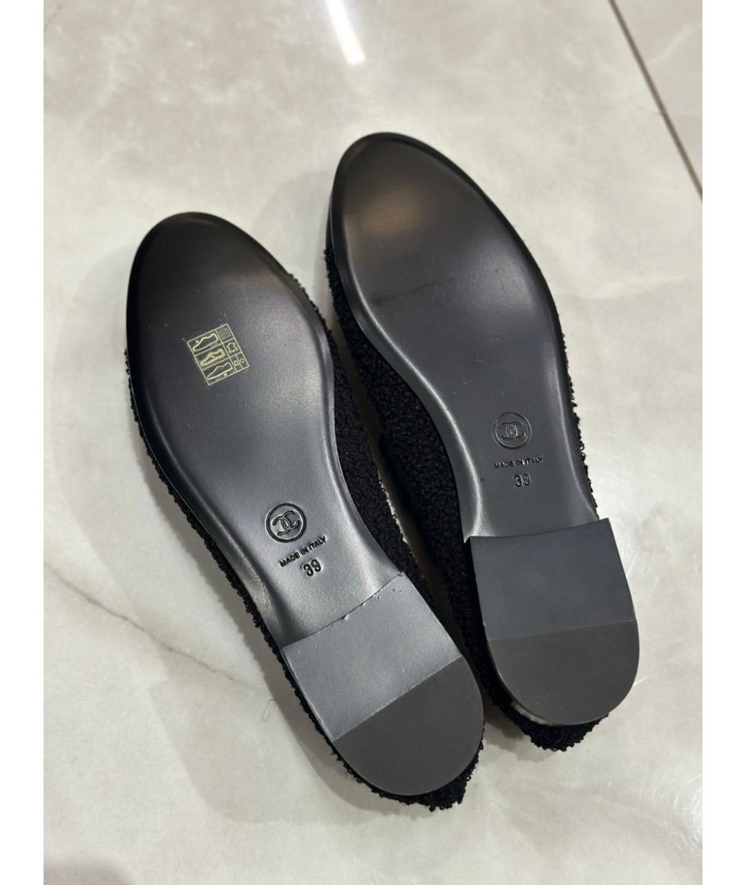 CHANEL Черные текстильные балетки, фото 3