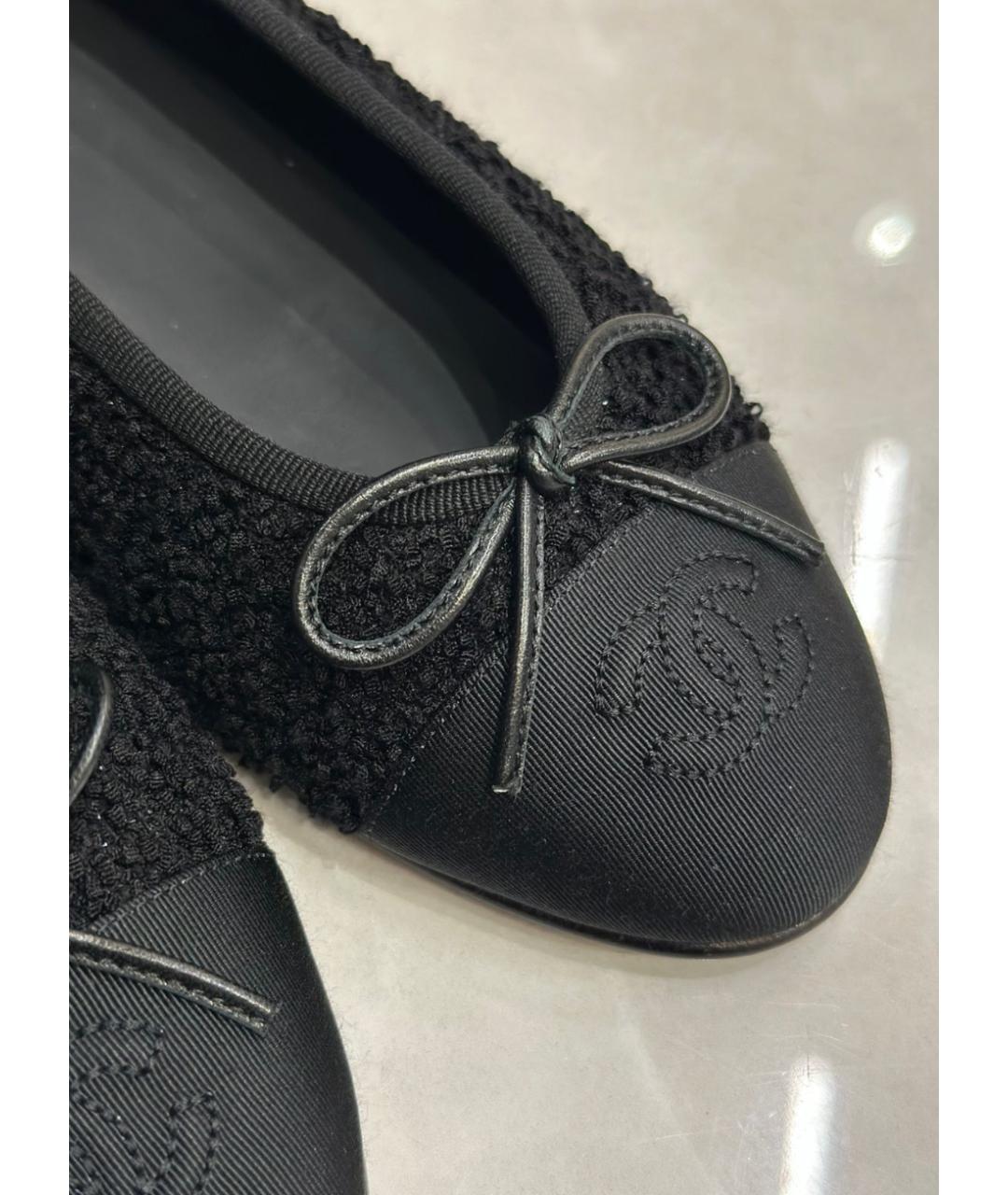 CHANEL Черные текстильные балетки, фото 2