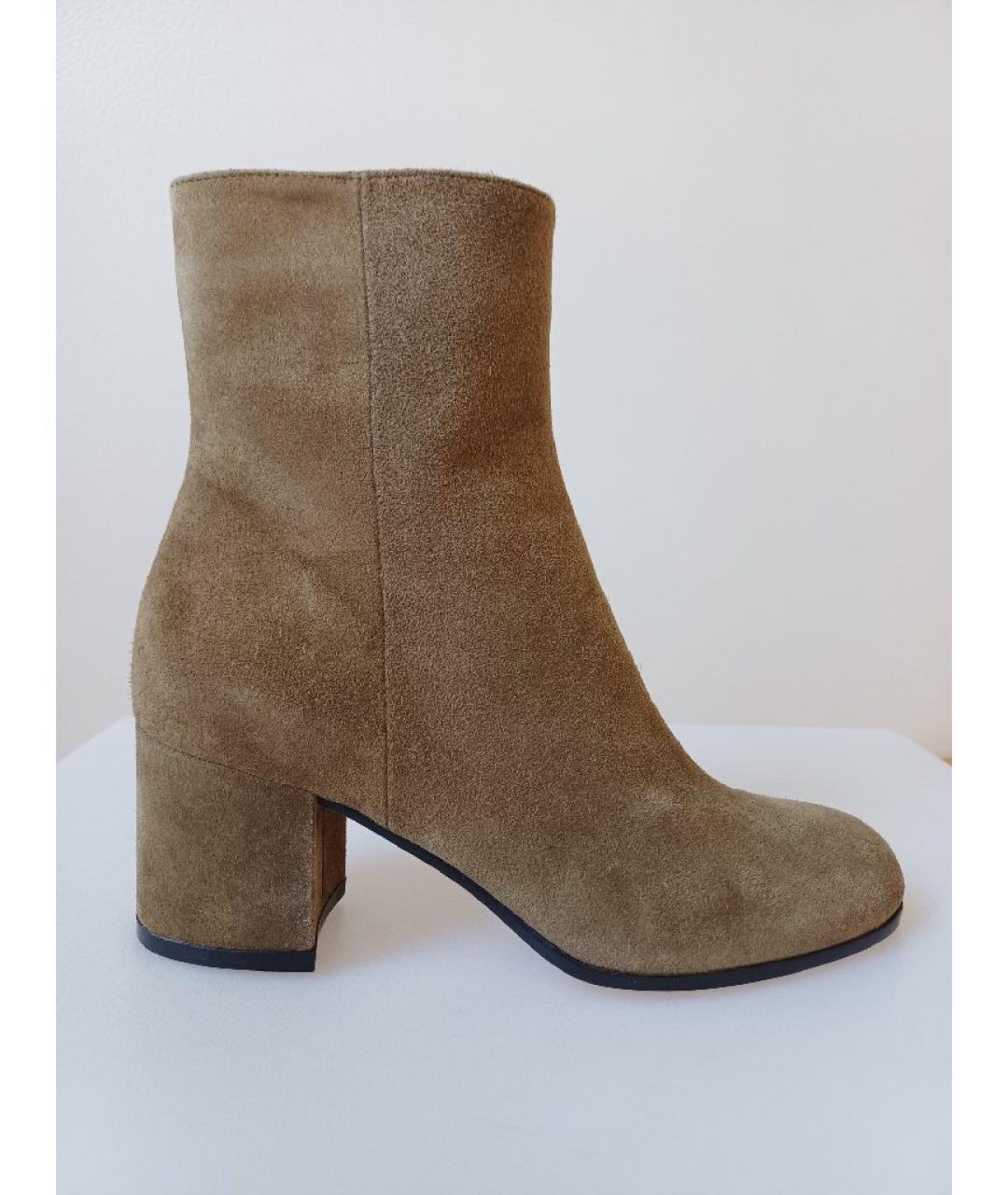 GIANVITO ROSSI Хаки замшевые ботинки, фото 8