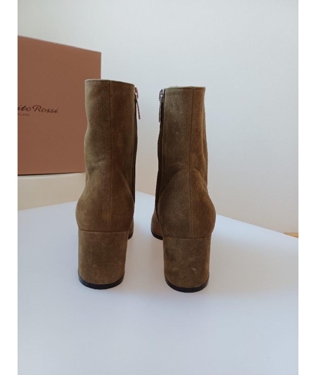 GIANVITO ROSSI Хаки замшевые ботинки, фото 6