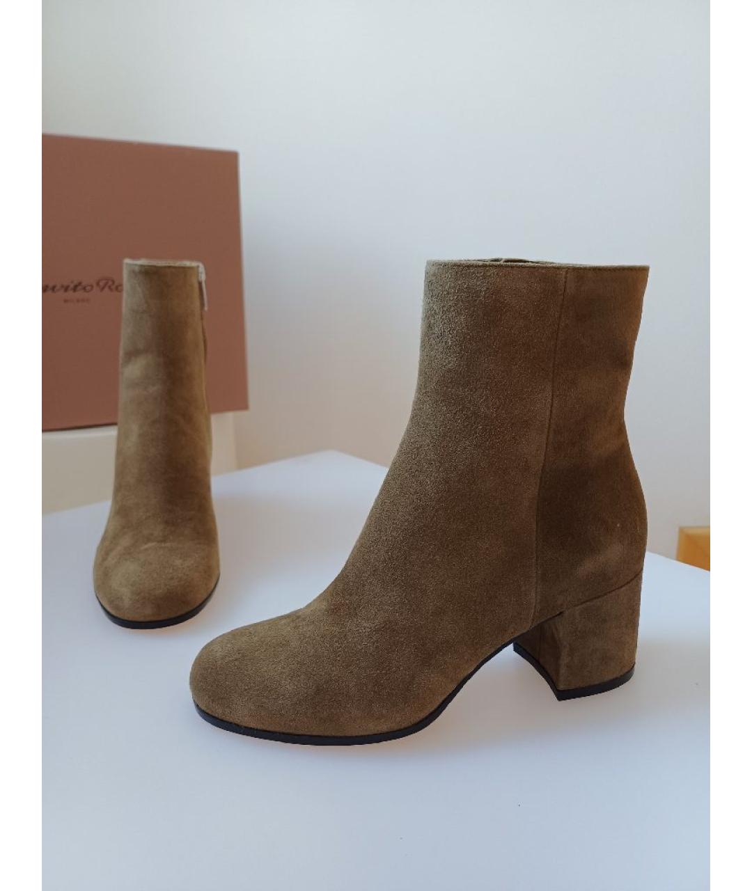 GIANVITO ROSSI Хаки замшевые ботинки, фото 4