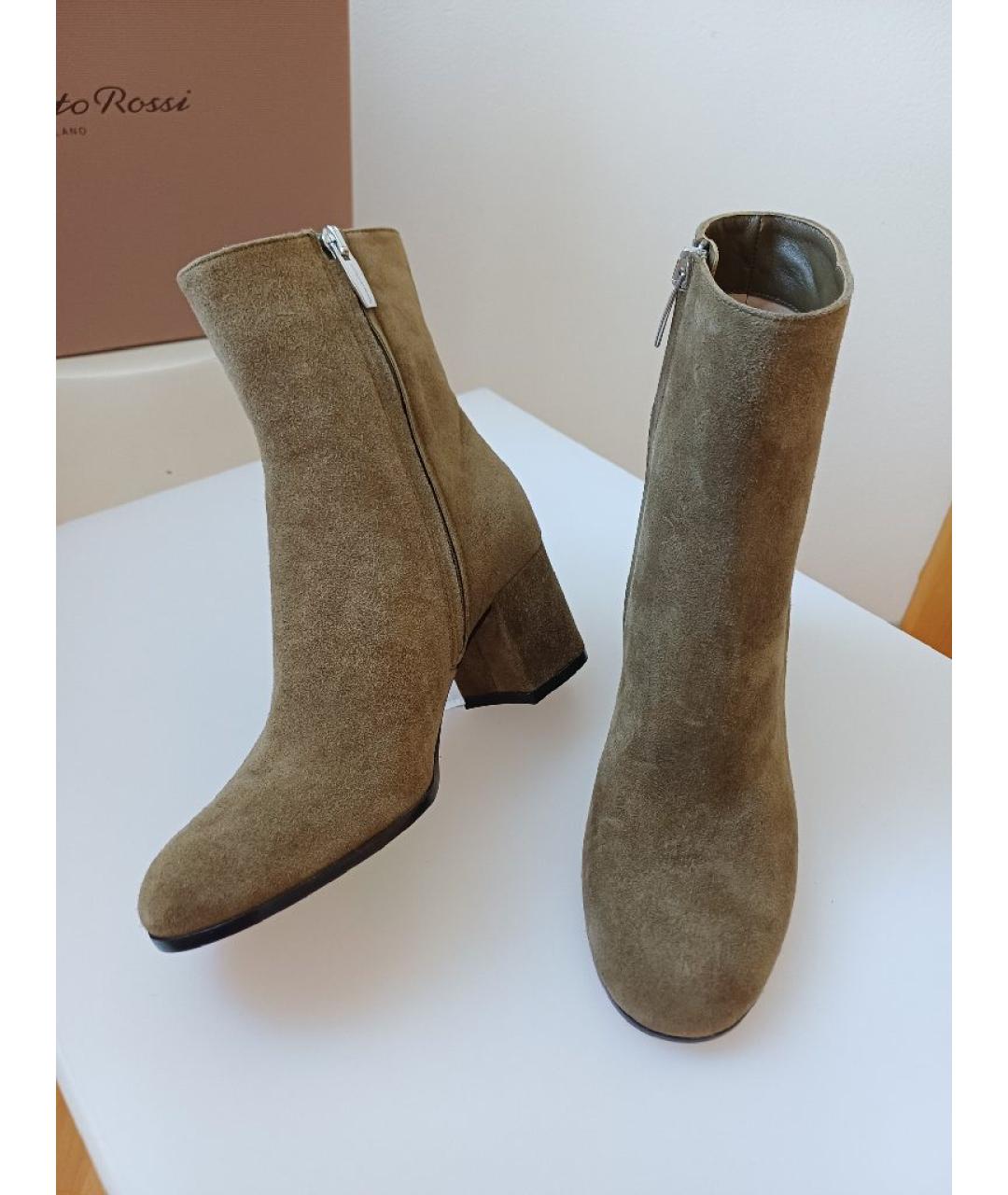 GIANVITO ROSSI Хаки замшевые ботинки, фото 3
