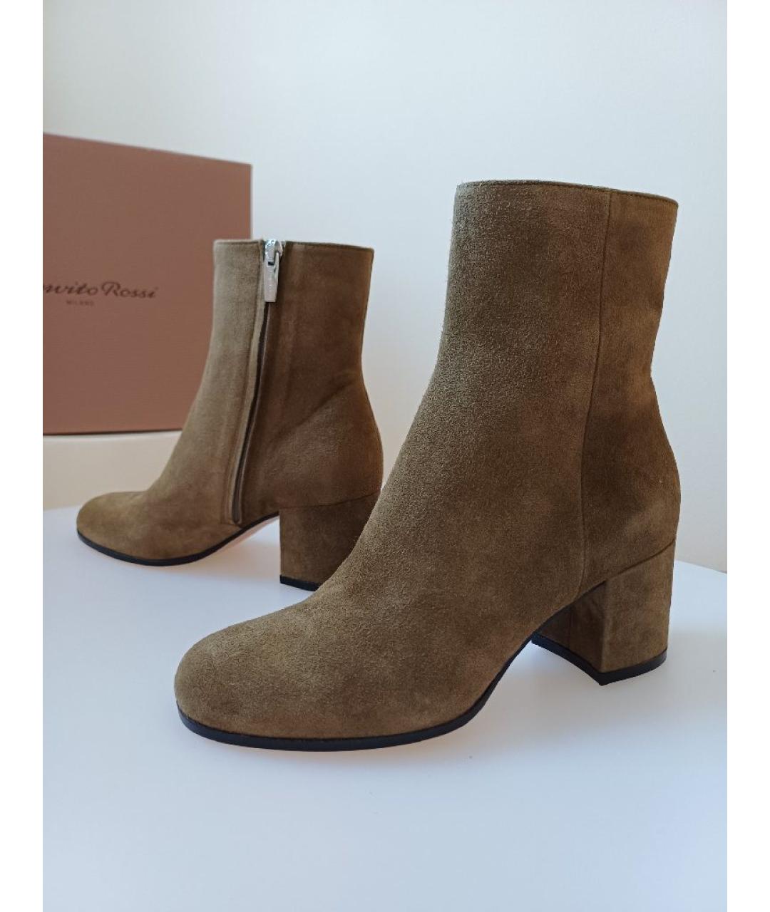 GIANVITO ROSSI Хаки замшевые ботинки, фото 2
