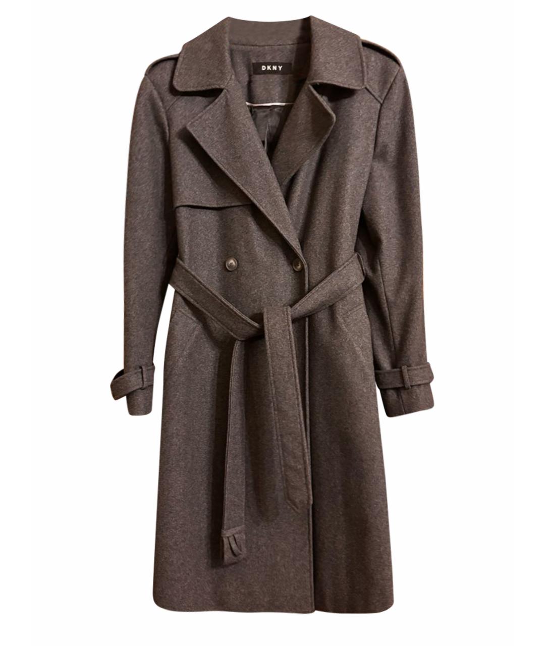DKNY Серое шерстяное пальто, фото 1