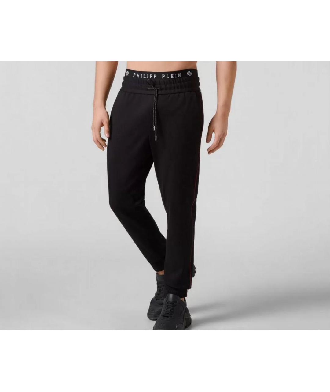 PHILIPP PLEIN Черные хлопко-эластановые повседневные брюки, фото 4