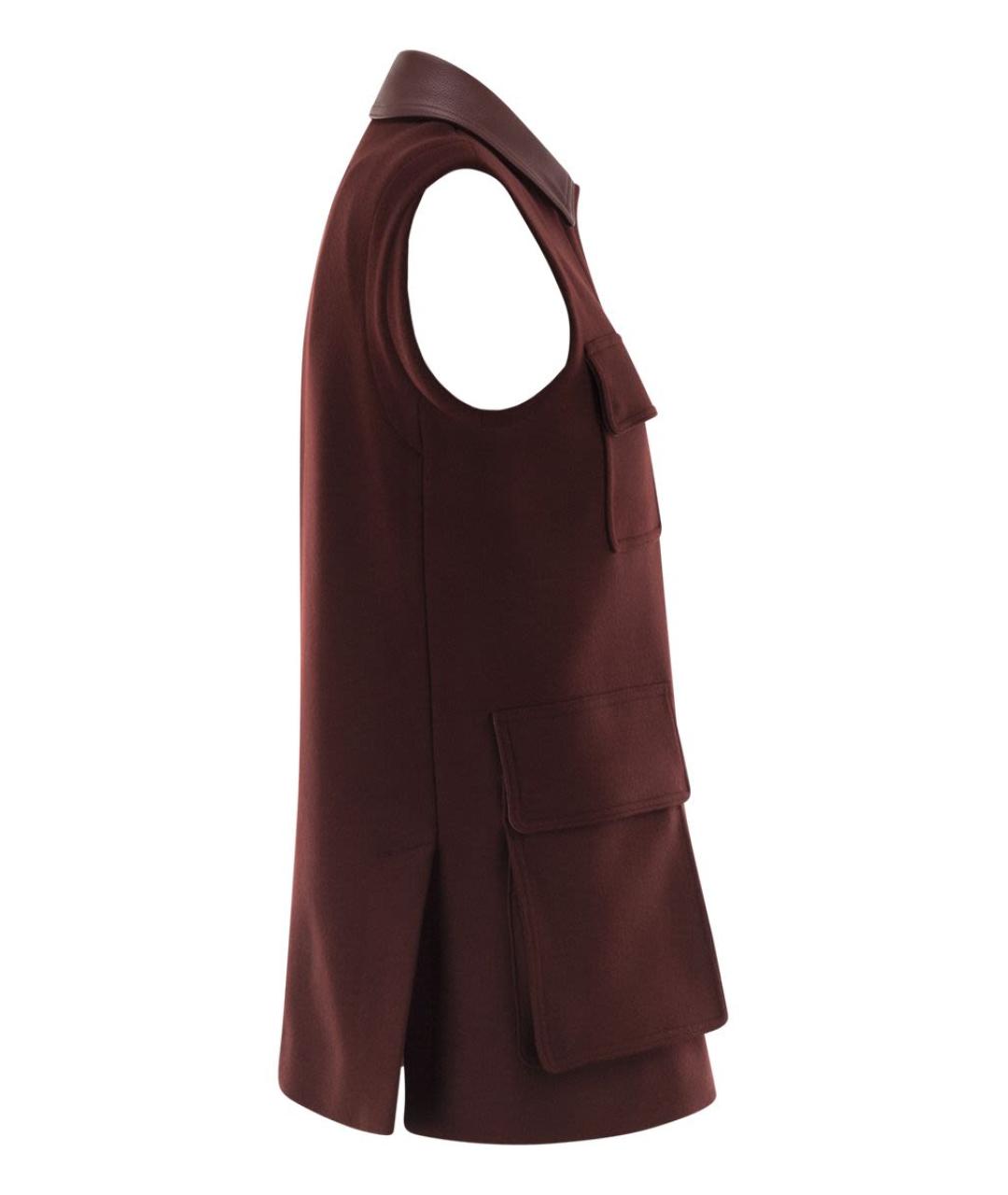 MAX MARA Бордовый шерстяной жилет, фото 2