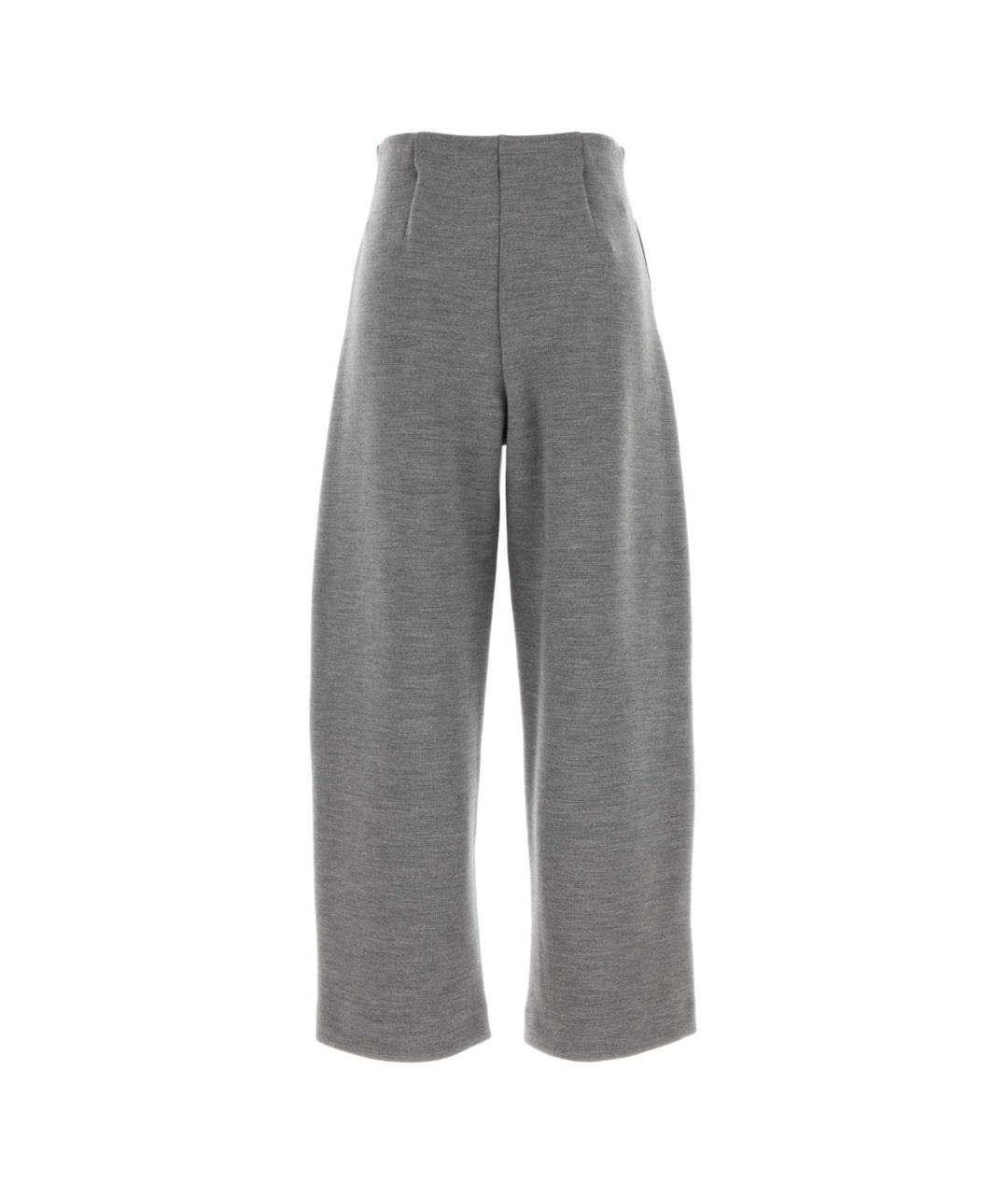 MAX MARA Серые шерстяные прямые брюки, фото 2