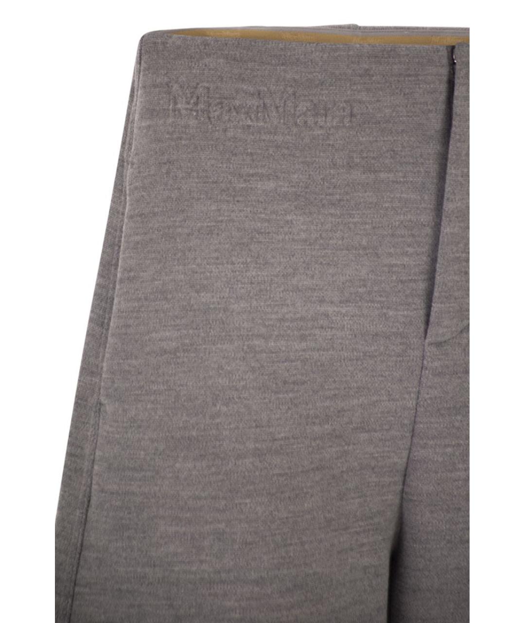 MAX MARA Серые шерстяные прямые брюки, фото 3
