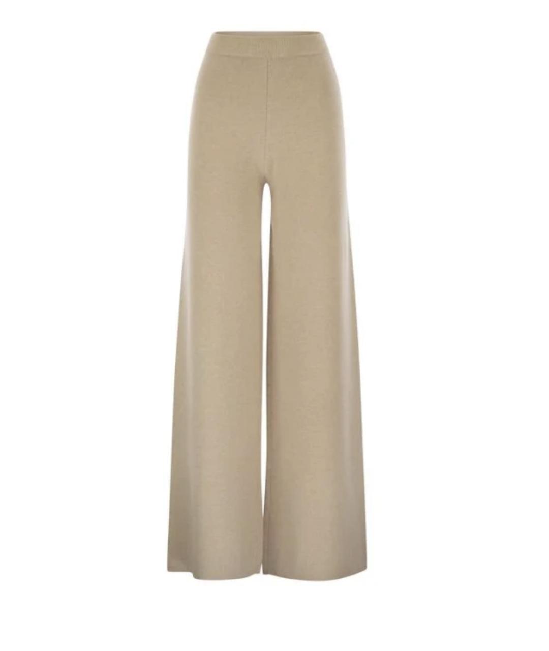 MAX MARA Бежевые шерстяные прямые брюки, фото 1