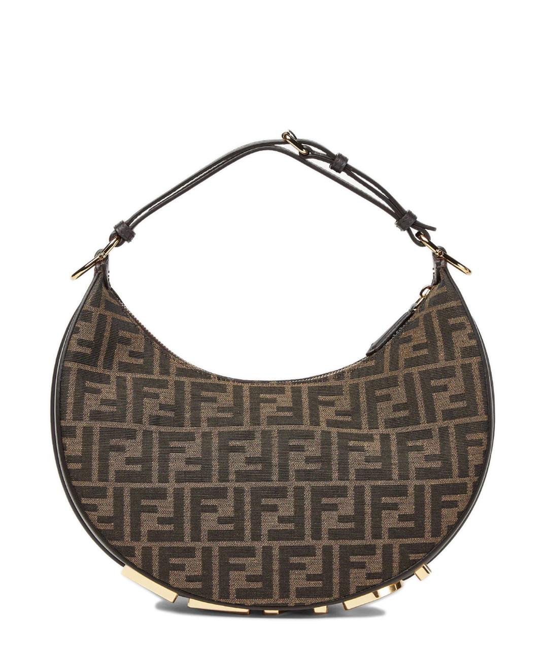 FENDI Коричневая жаккардовая сумка через плечо, фото 3