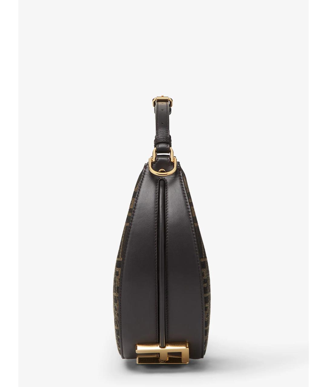 FENDI Коричневая жаккардовая сумка через плечо, фото 4