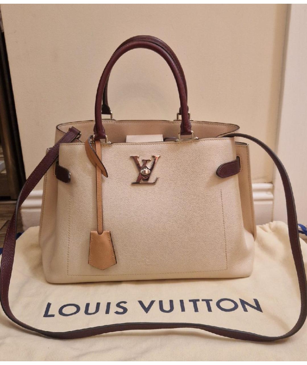 LOUIS VUITTON Бежевая кожаная сумка тоут, фото 2
