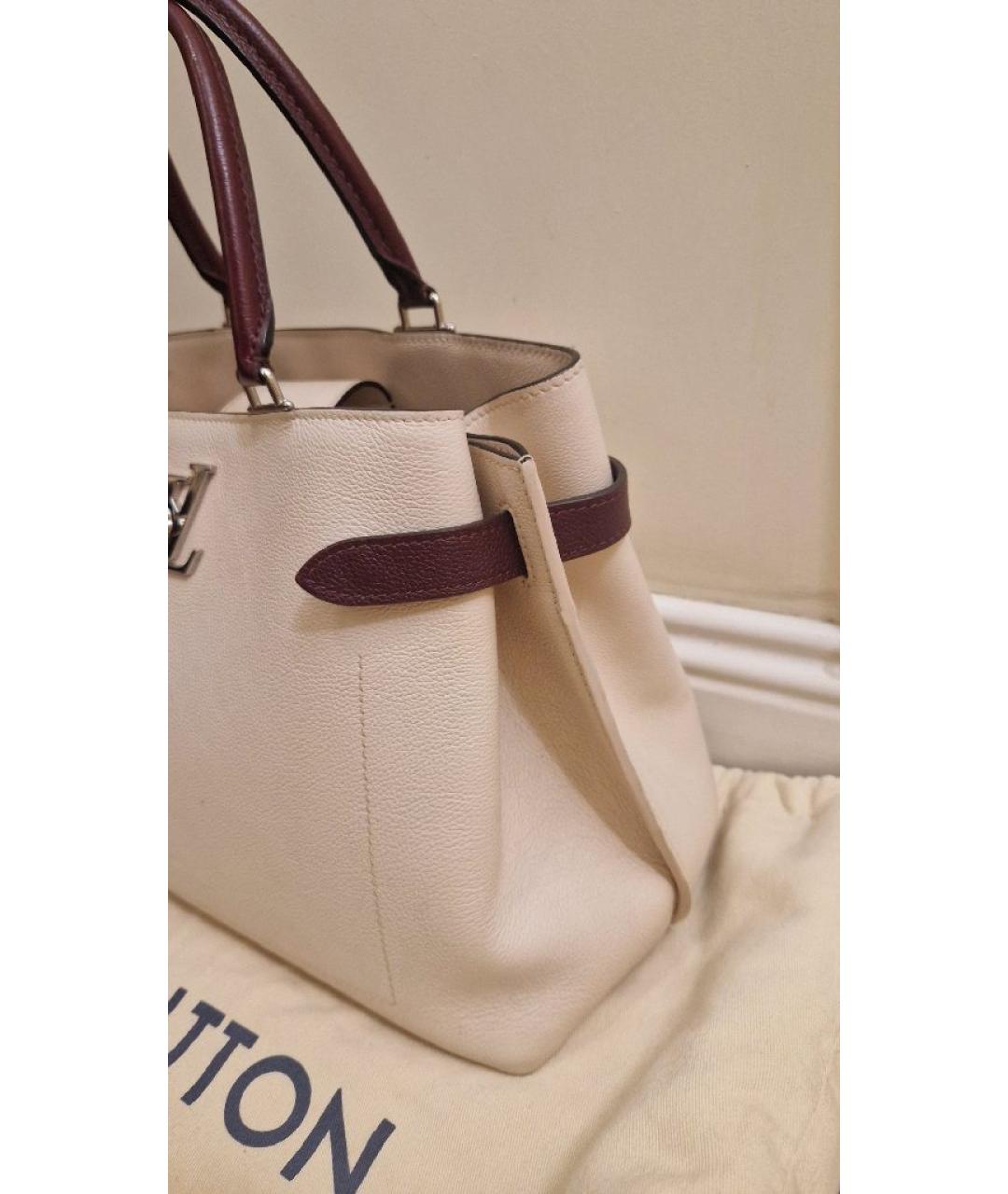 LOUIS VUITTON Бежевая кожаная сумка тоут, фото 7