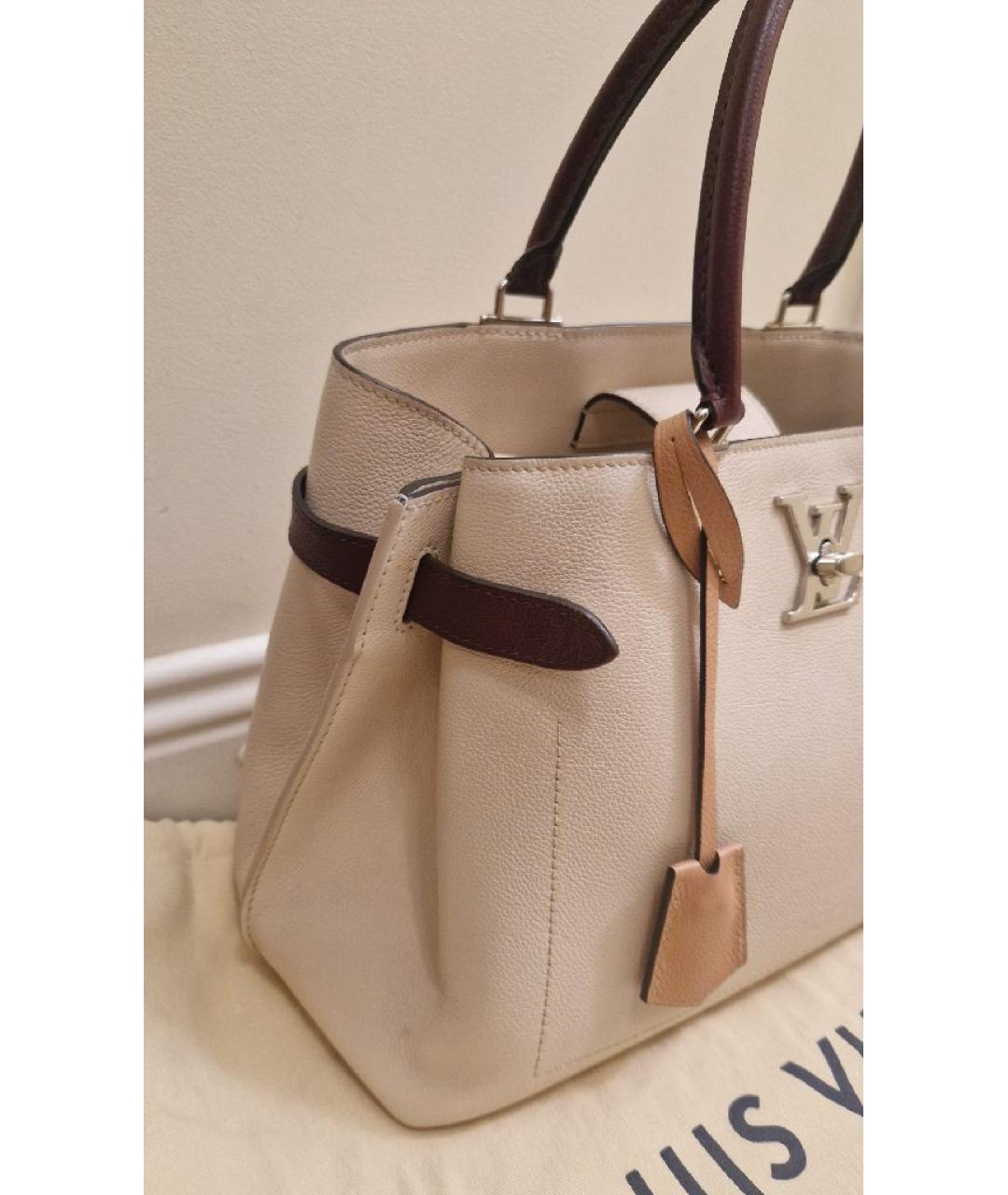 LOUIS VUITTON Бежевая кожаная сумка тоут, фото 6
