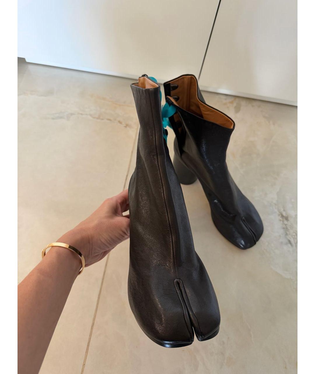 MAISON MARGIELA Черные кожаные ботильоны, фото 6