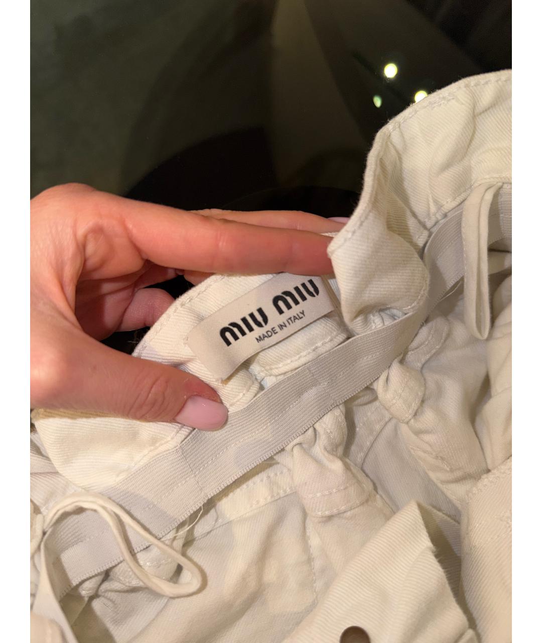 MIU MIU Белые хлопковые шорты, фото 3