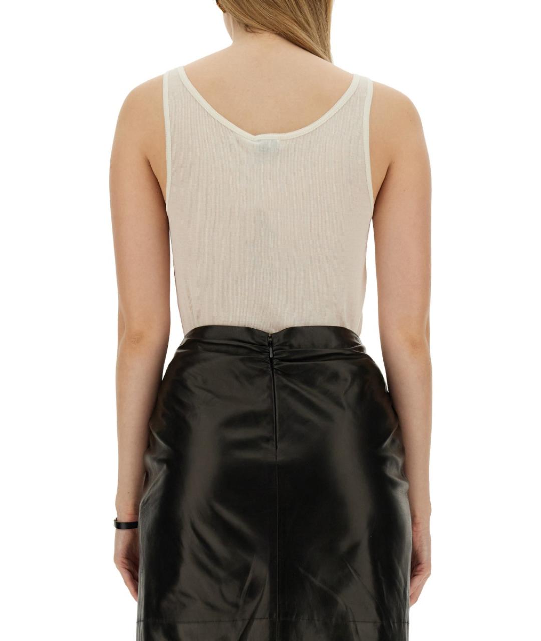 SAINT LAURENT Бежевая хлопковая майка, фото 4