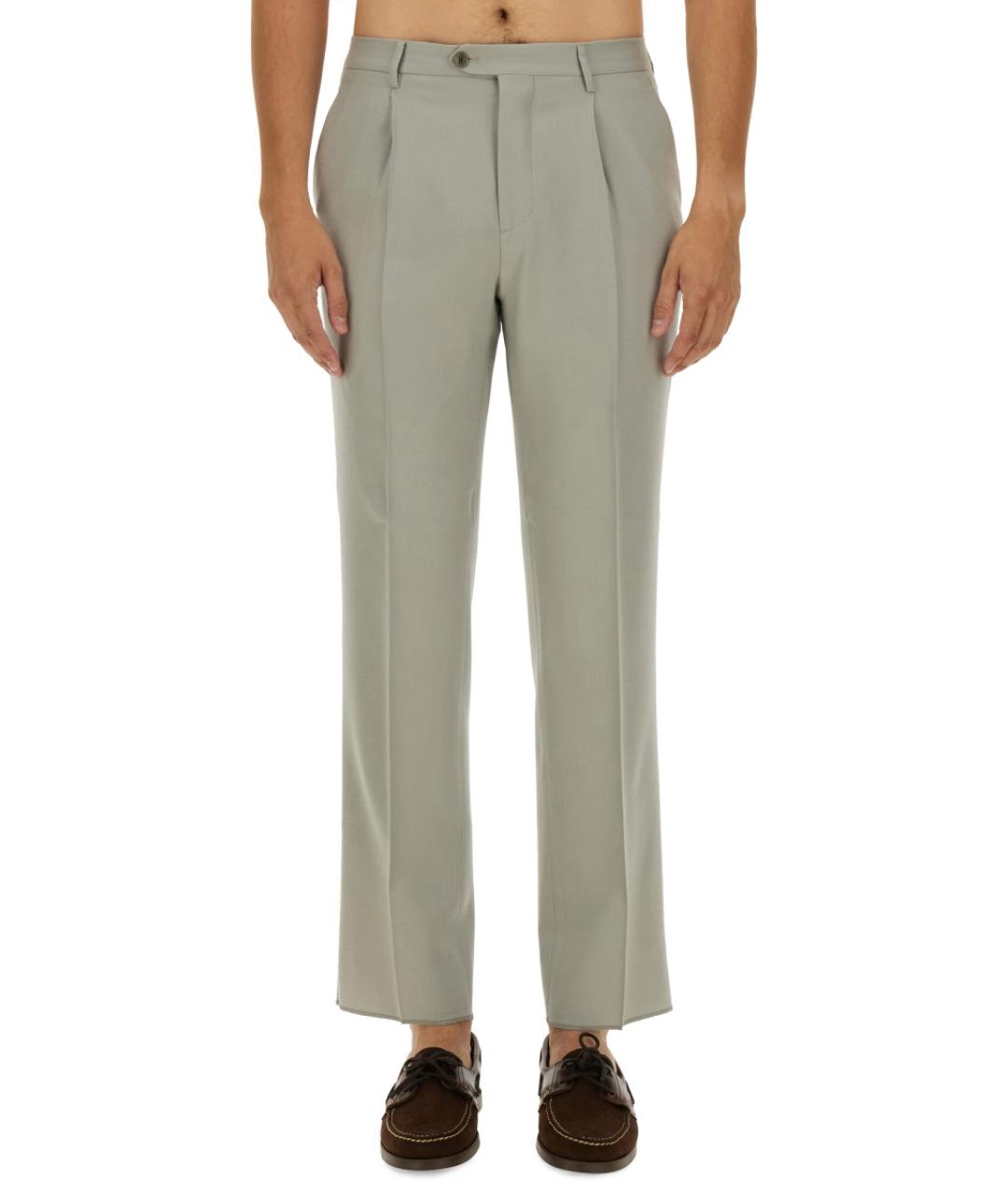 ETRO Серые шерстяные повседневные брюки, фото 2