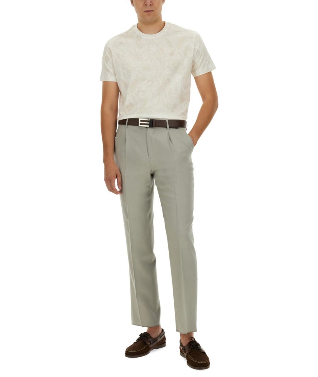 ETRO Серые шерстяные повседневные брюки, фото 3