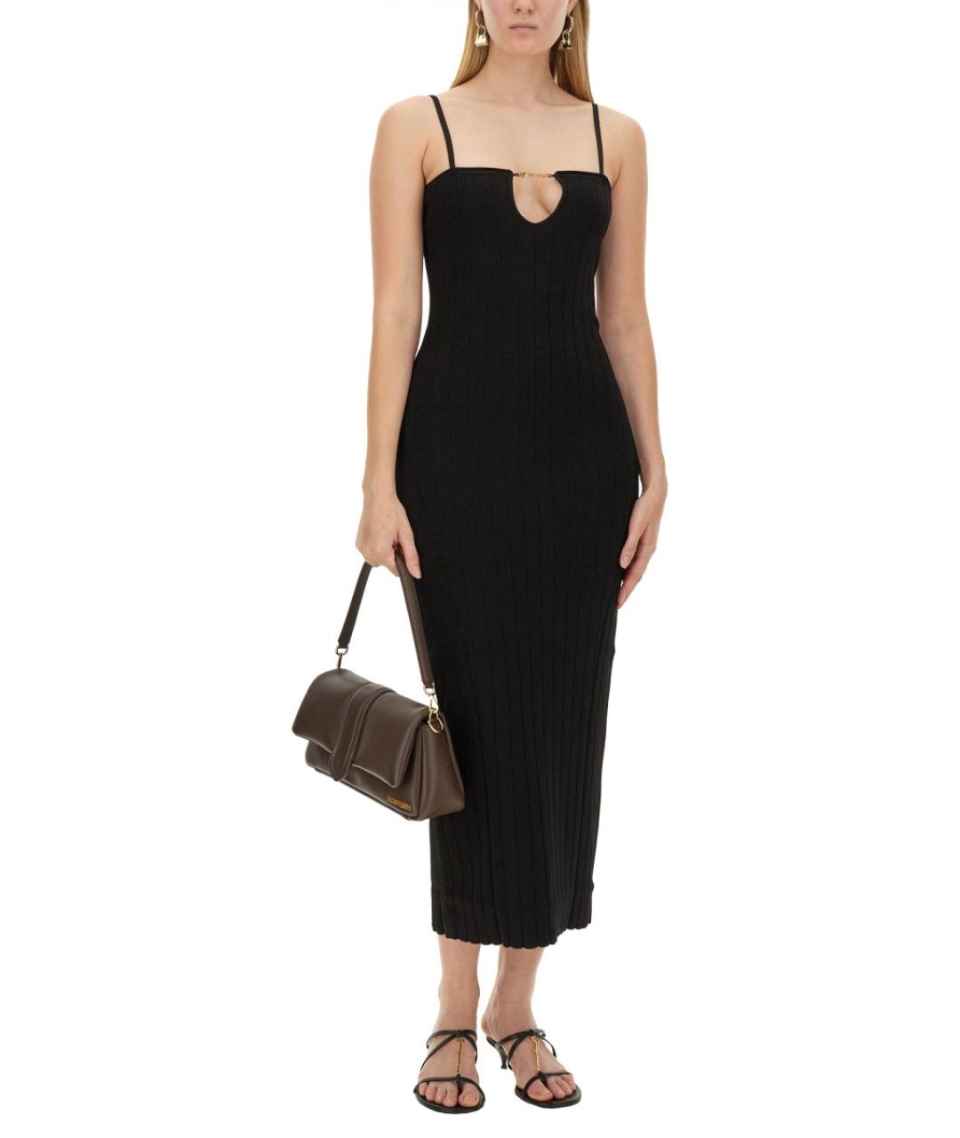 JACQUEMUS Черное полиэстеровое коктейльное платье, фото 5