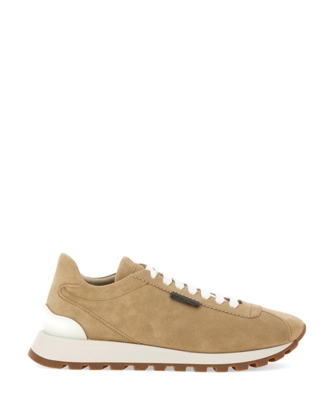 BRUNELLO CUCINELLI Бежевые замшевые кроссовки, фото 1