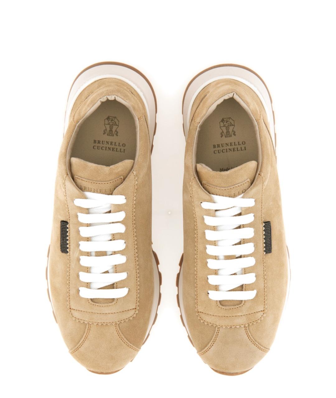 BRUNELLO CUCINELLI Бежевые замшевые кроссовки, фото 2