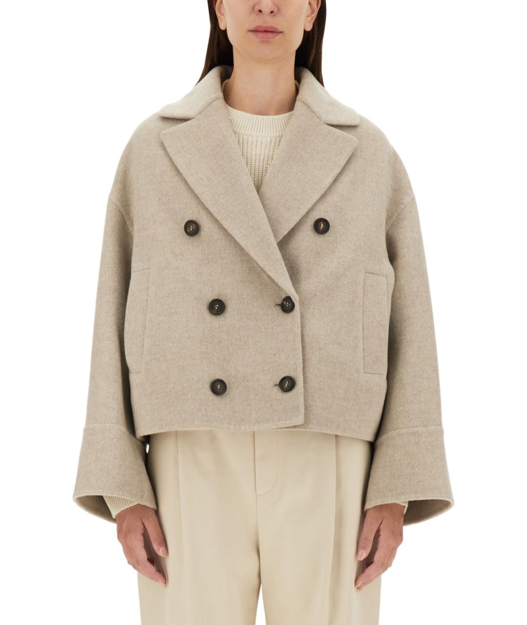 BRUNELLO CUCINELLI Бежевое шерстяное пальто, фото 2