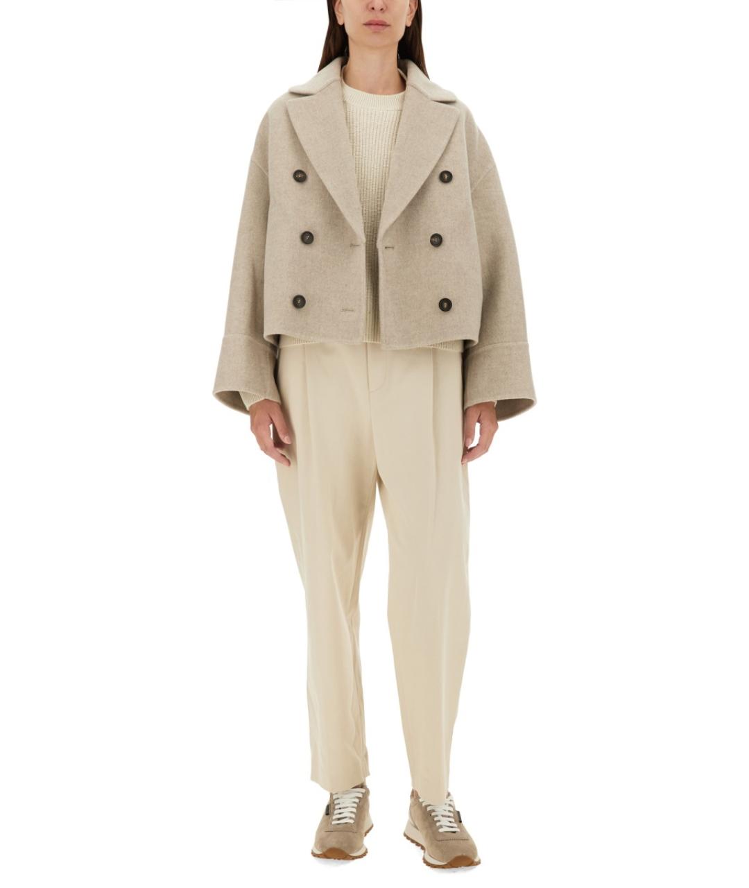 BRUNELLO CUCINELLI Бежевое шерстяное пальто, фото 3