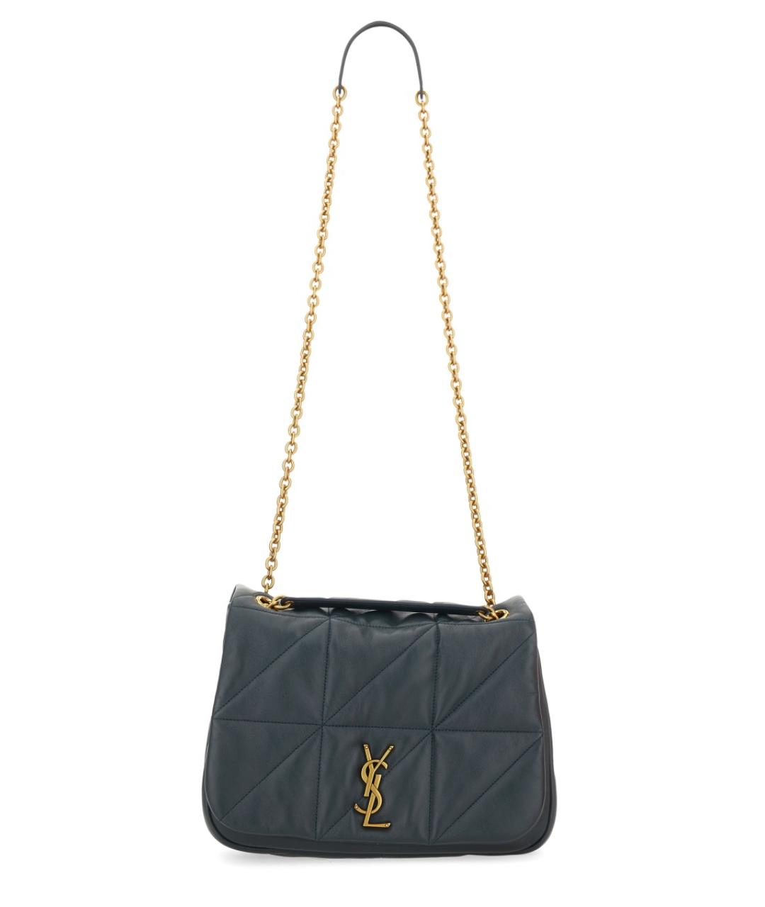 SAINT LAURENT Темно-синяя кожаная сумка через плечо, фото 2