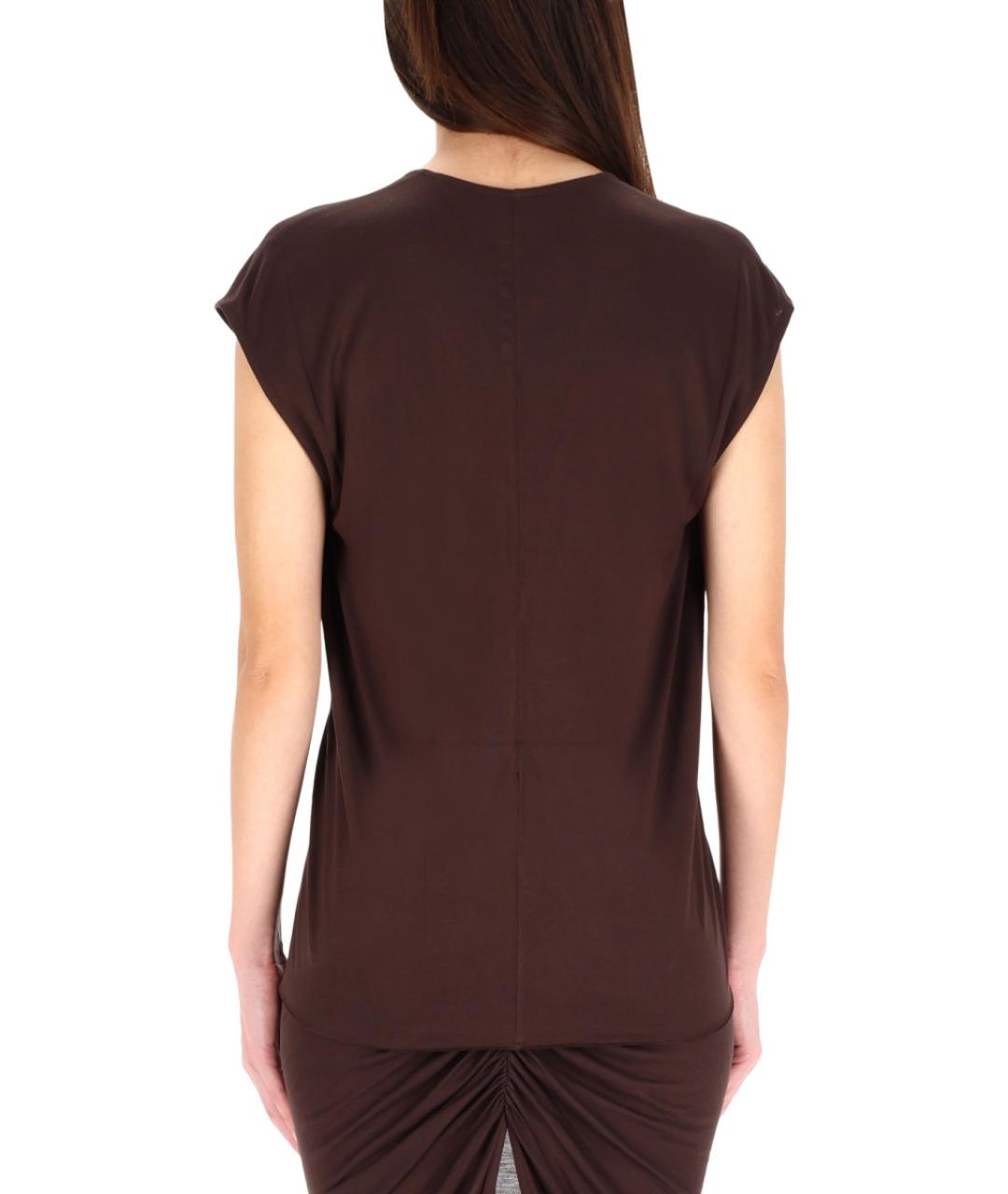 RICK OWENS Коричневая вискозная футболка, фото 3