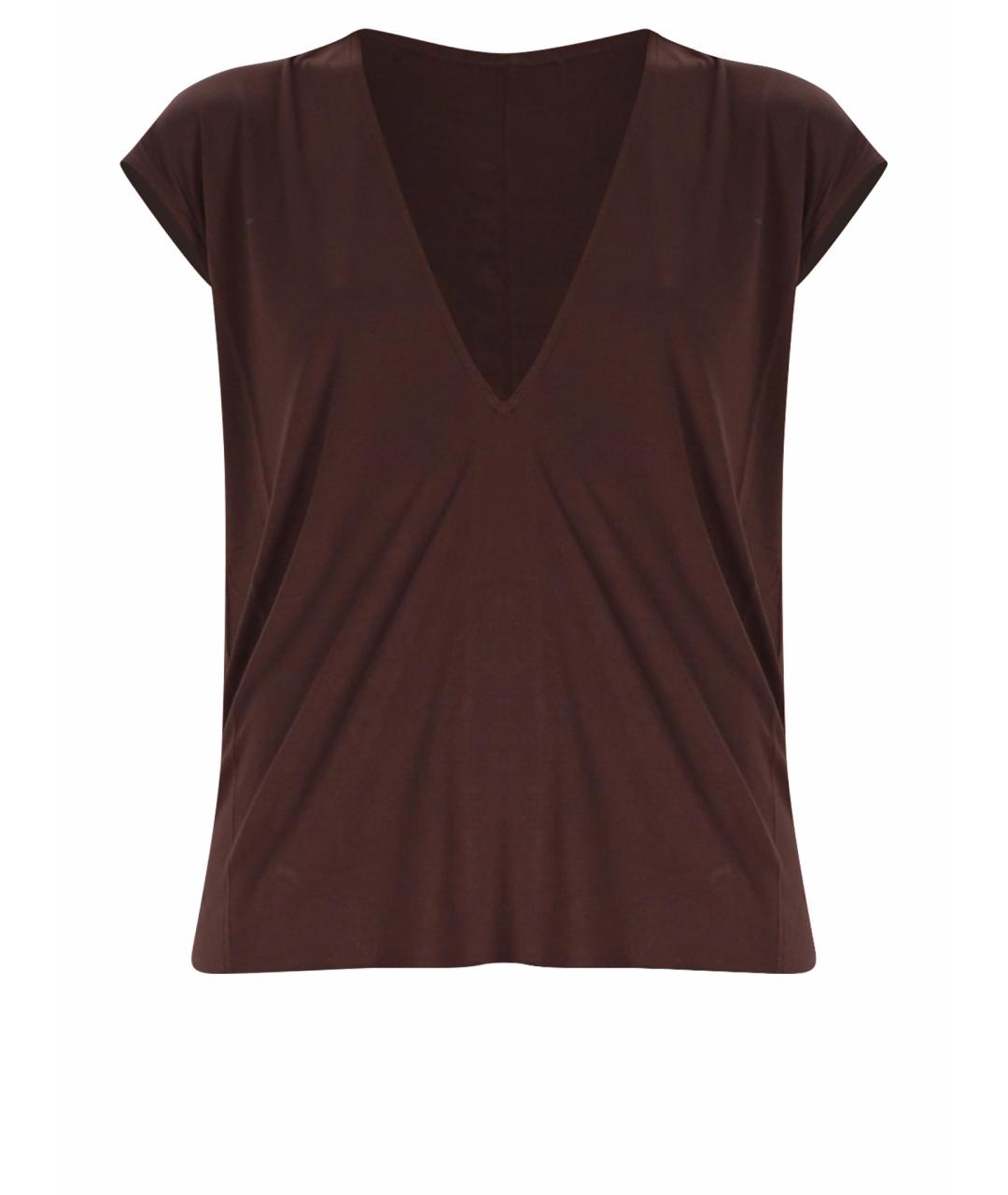 RICK OWENS Коричневая вискозная футболка, фото 1