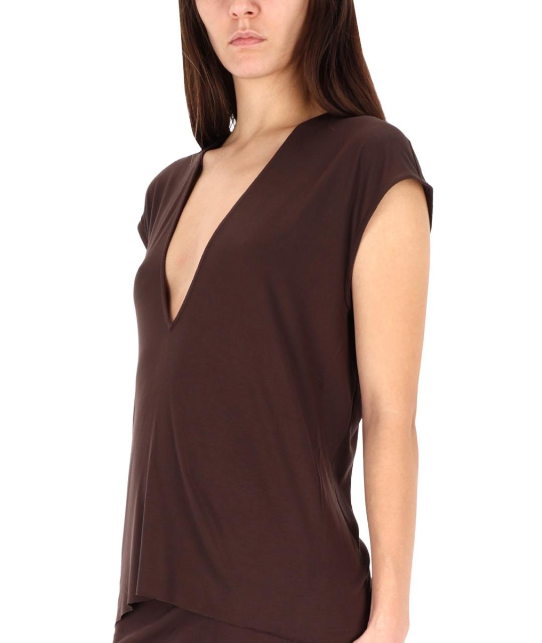 RICK OWENS Коричневая вискозная футболка, фото 4