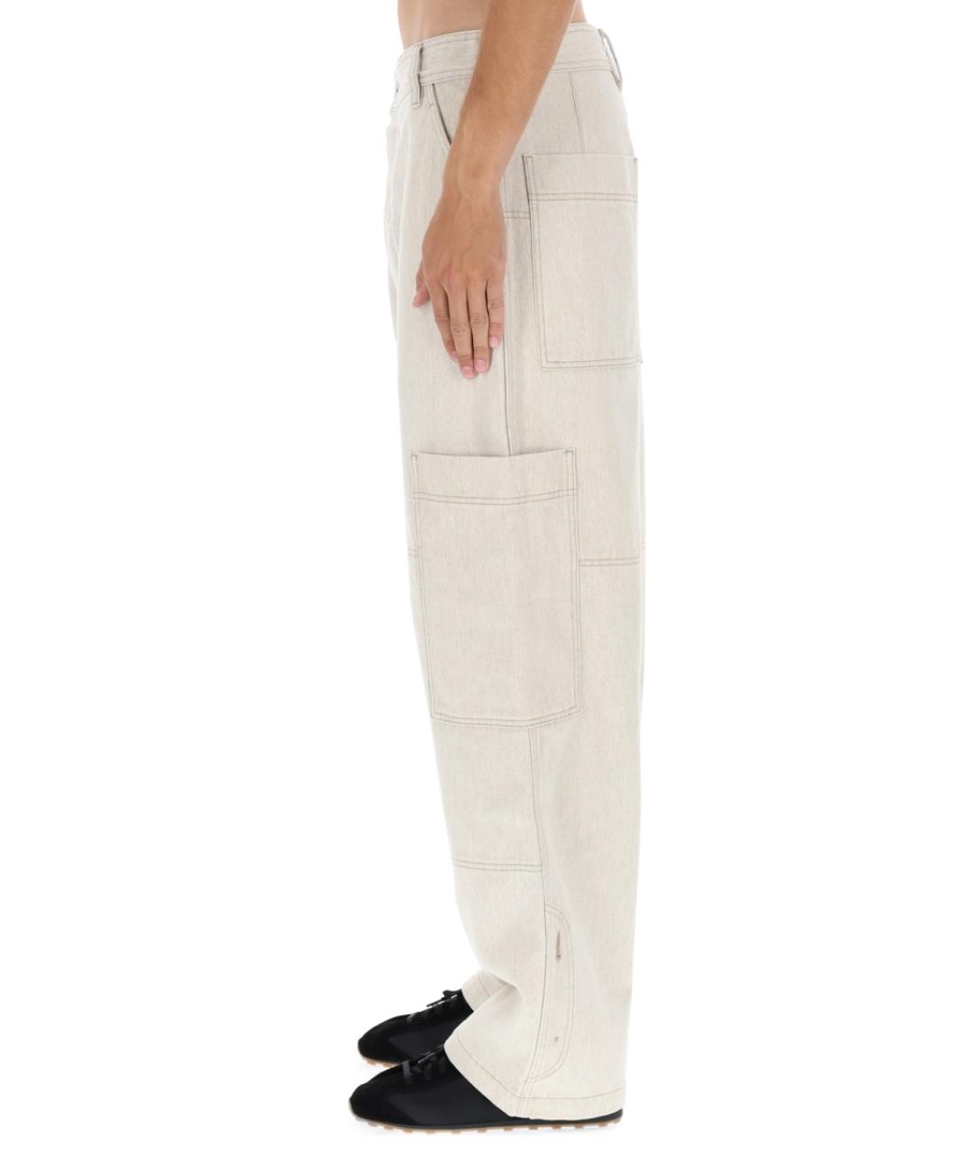 JACQUEMUS Бежевые хлопковые прямые джинсы, фото 4